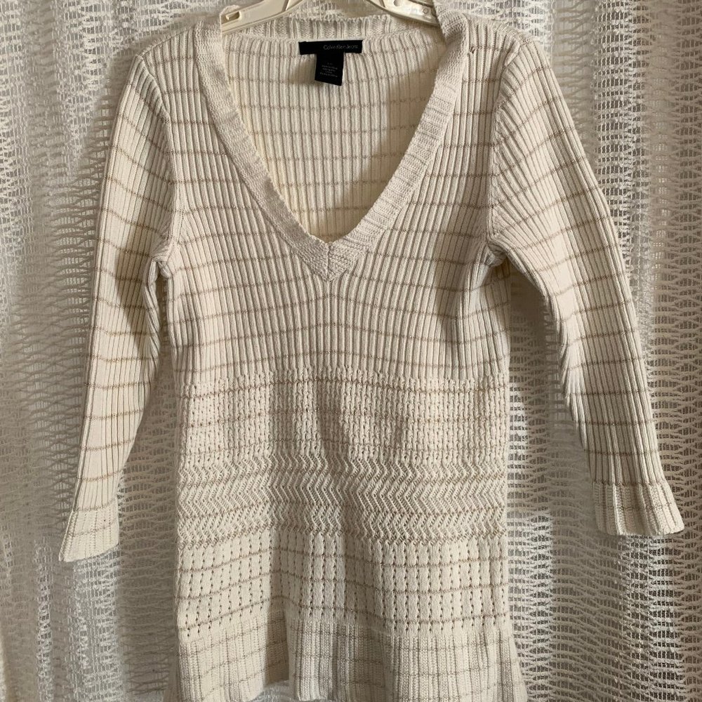 Calvin Klein Jeans Sweater Large Gold Trim